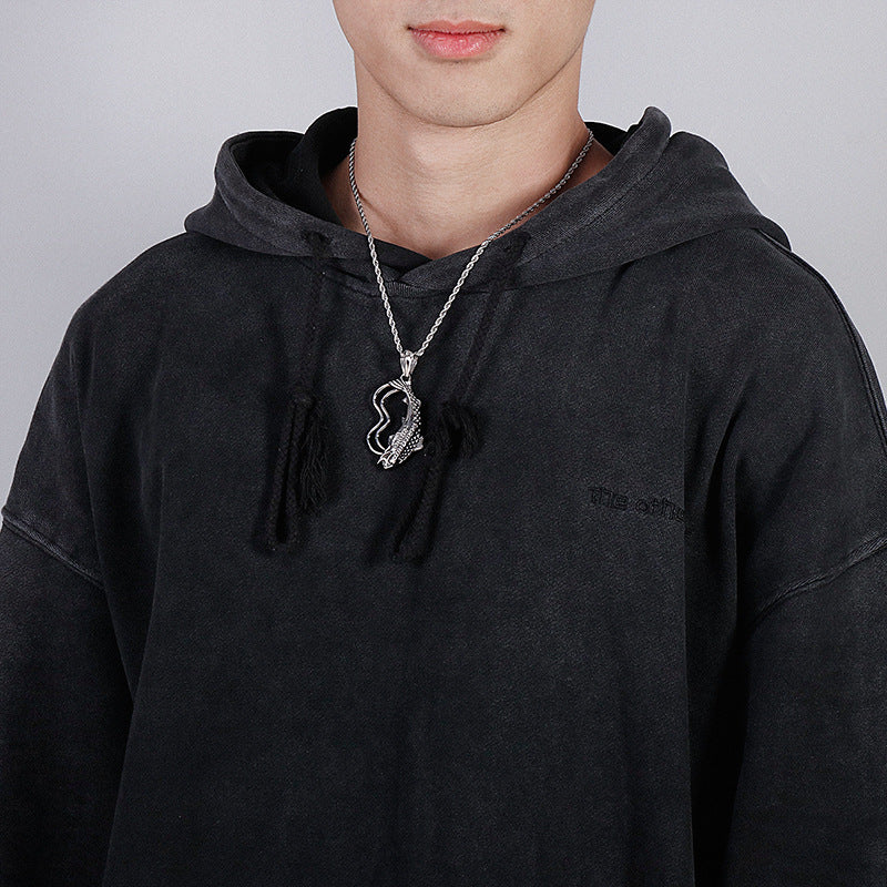 Bold Fish Men's Stainless Steel Pendant with a Touch of Retro Punk Flair