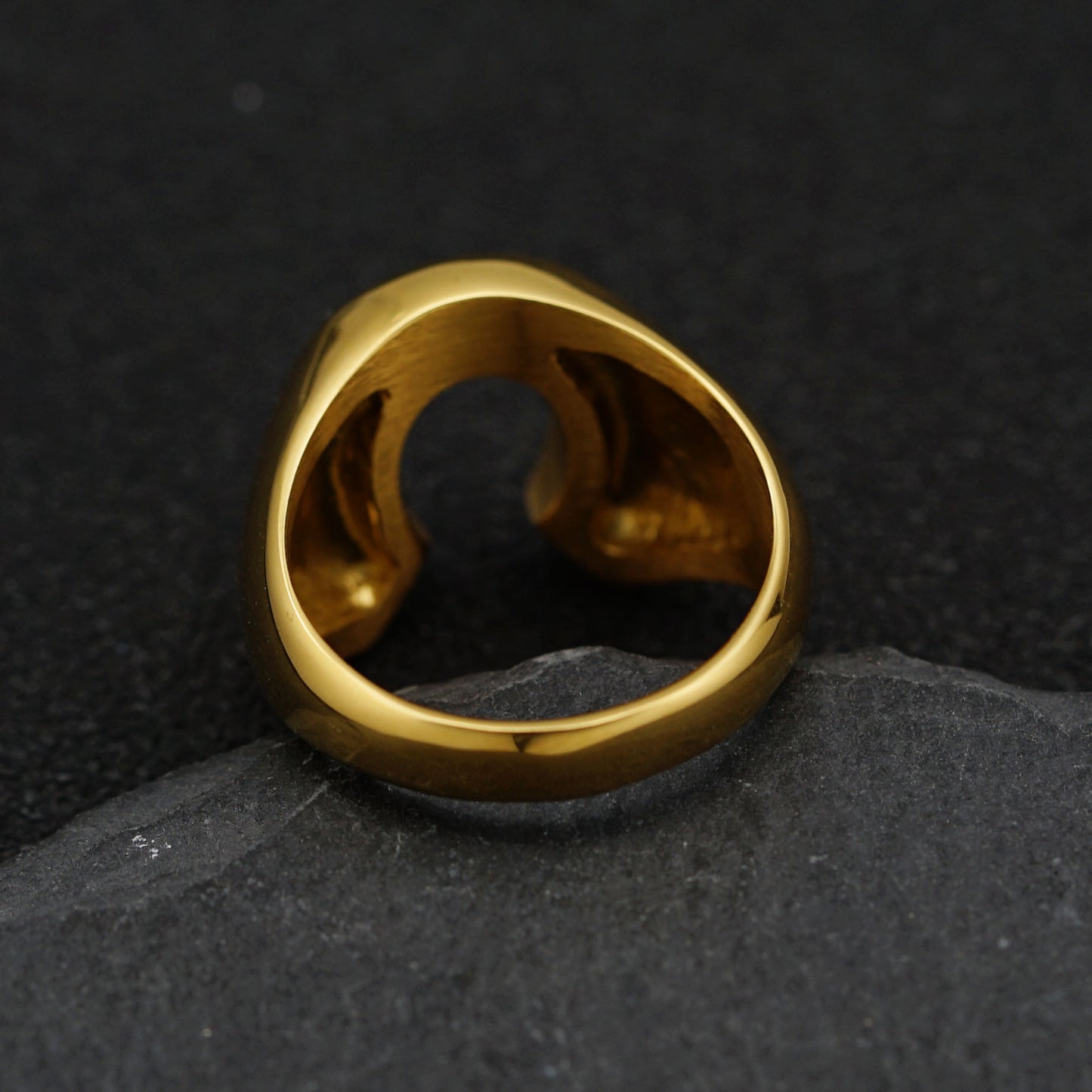 Planderful Gold Plated Stainless Steel Unisex Horseshoe Ring With Protection Symbol Everyday Genie Collection
