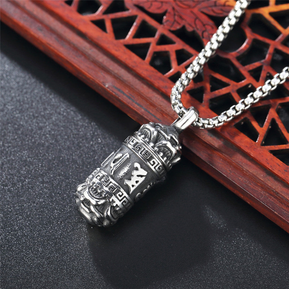 Six Character Mantra Pendant For Unisex Wearers In Titanium Steel Bold Protection Statement Planderful