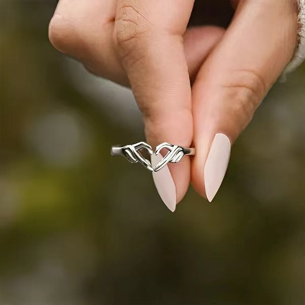Creative Romantic Hands Heart Gesture Opening Sterling Silver Ring