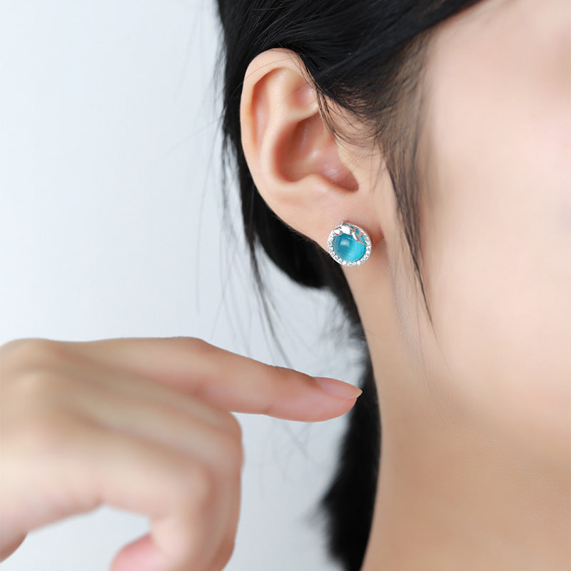 Vintage Blue 925 Sterling Silver Earrings