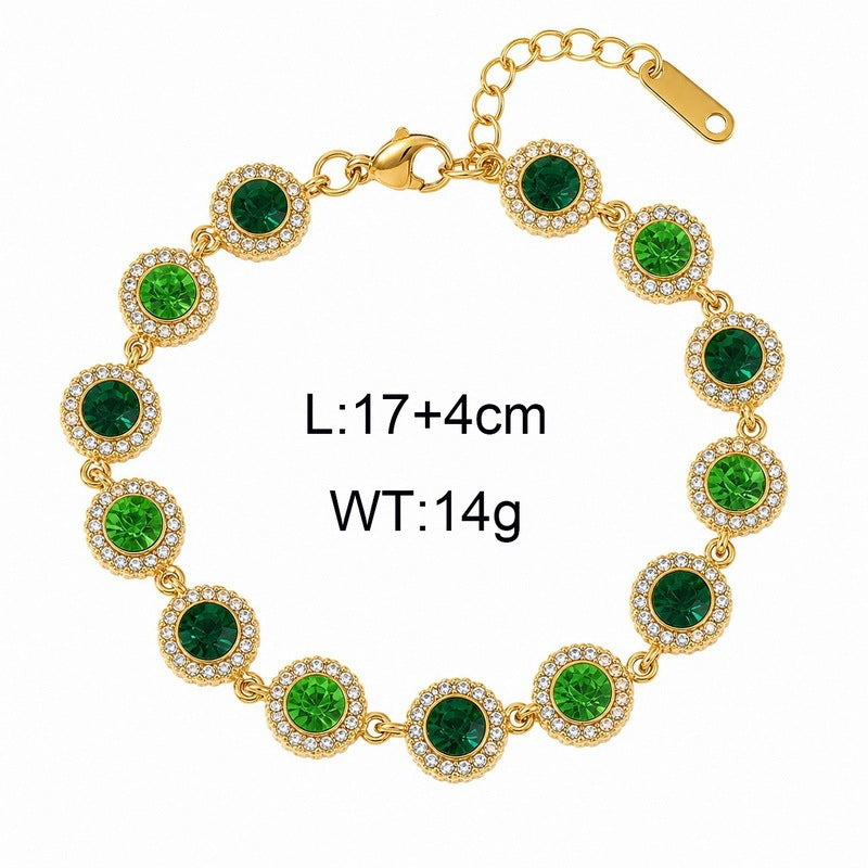 Dopamine Color Full Zircon Bracelet Gypsy Stainless Steel Women's