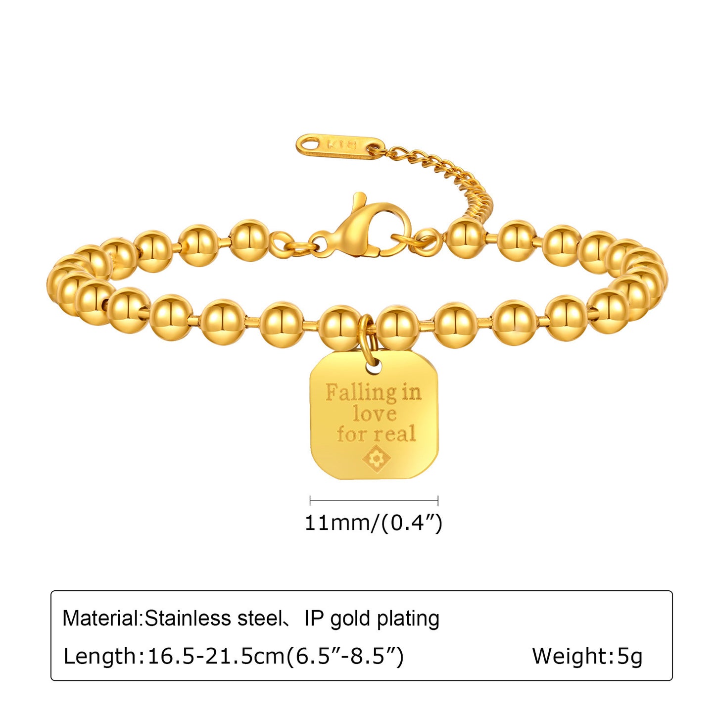 Ladies Stainless Steel Bracelet 18K Gold Fashion Personalized