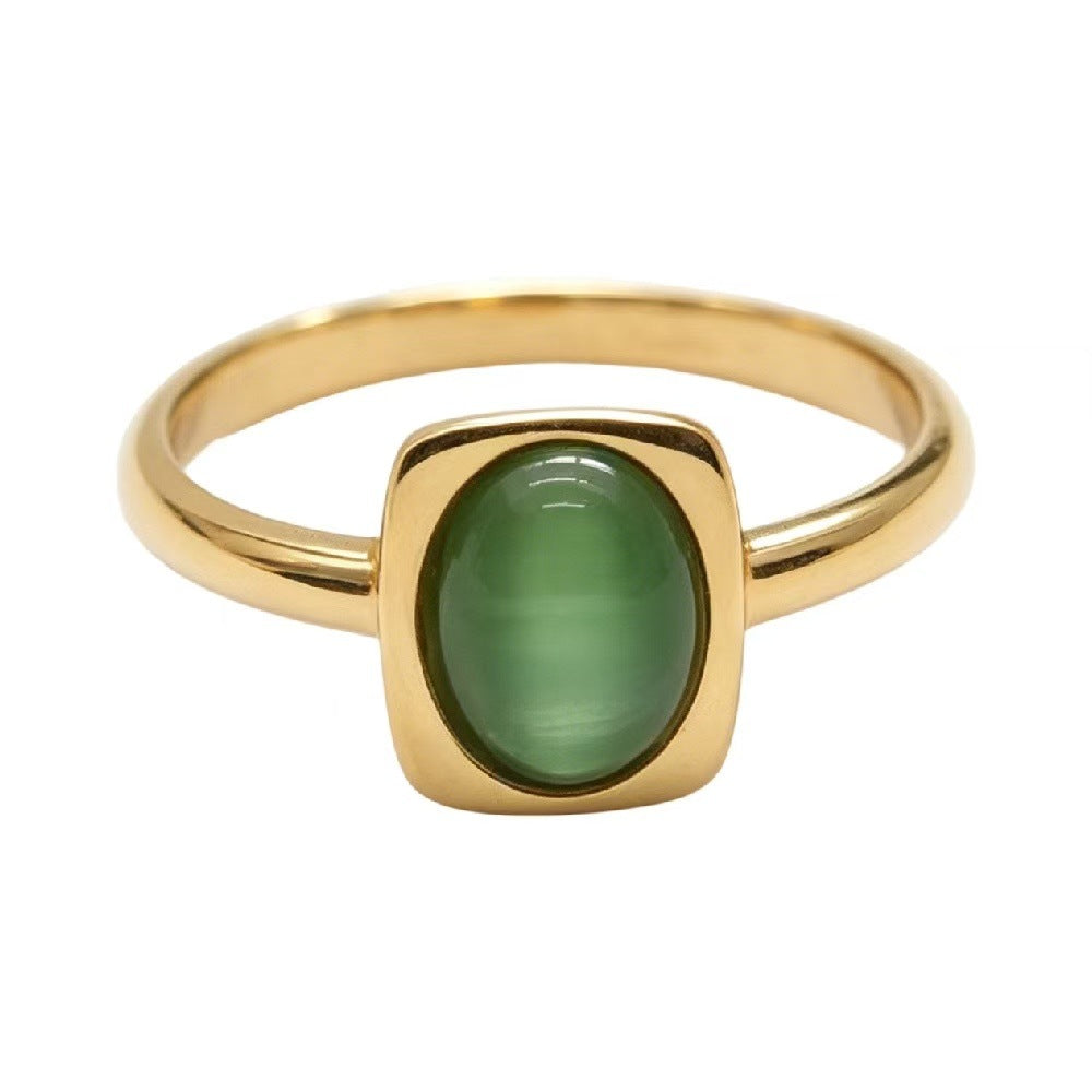 Colored Stone Titanium Steel Ring