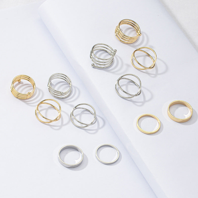 Trendy Geometric Ring Set Collection - Fashionable Instagram Jewelry Pieces for Summer