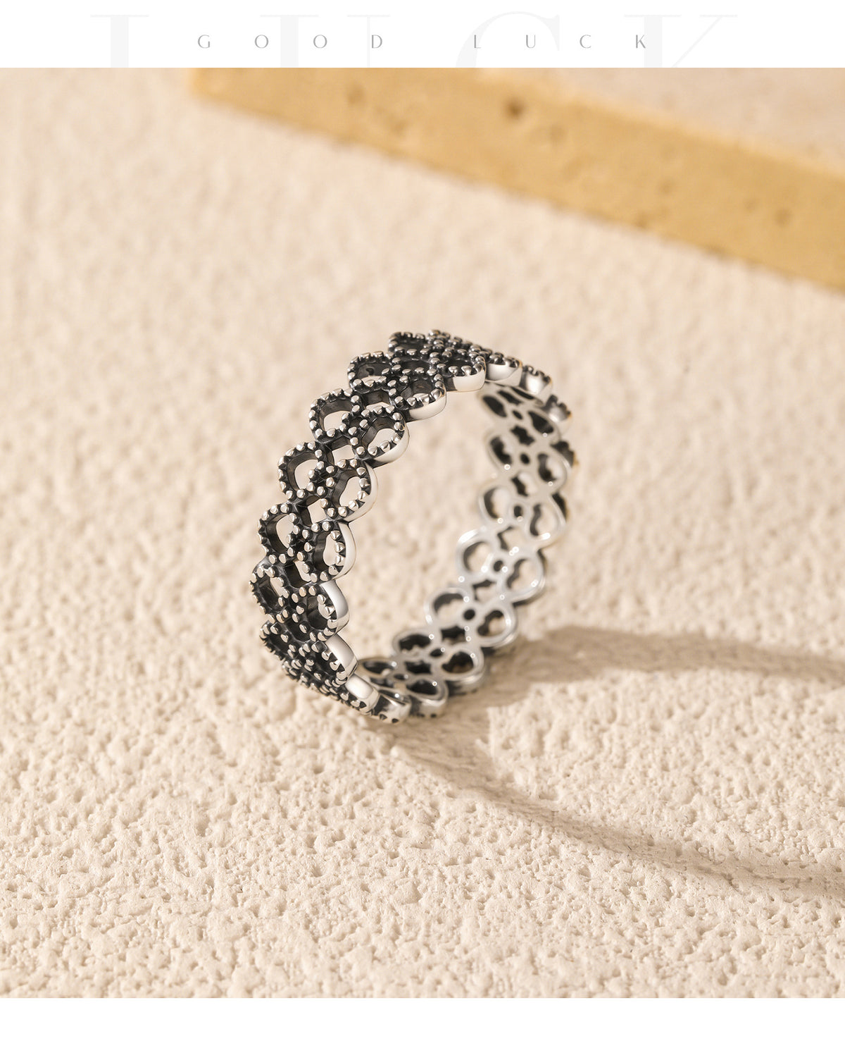 925 Sterling Silver Lace-Edge Heart Ring