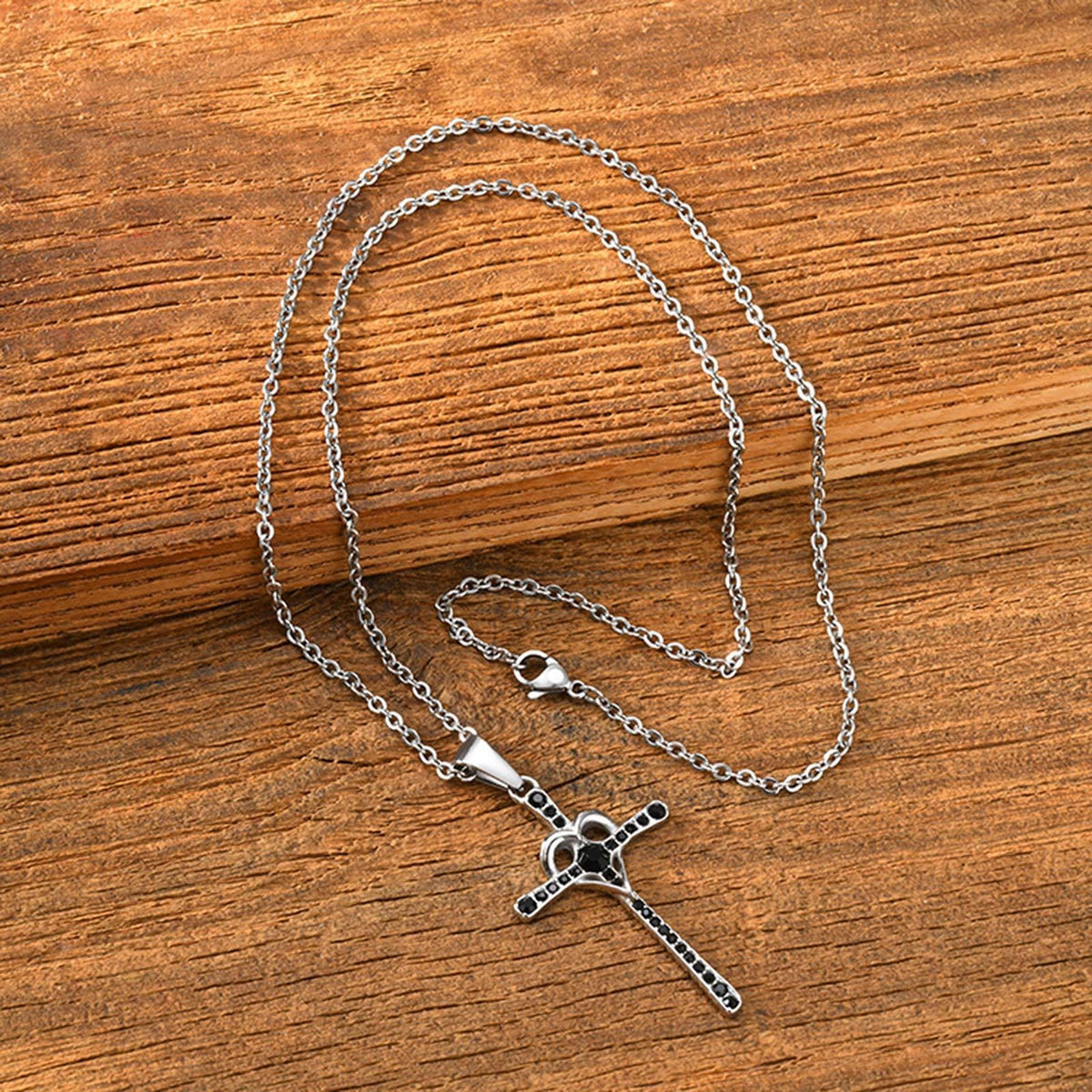 Cross Heart Stainless Steel Pendant