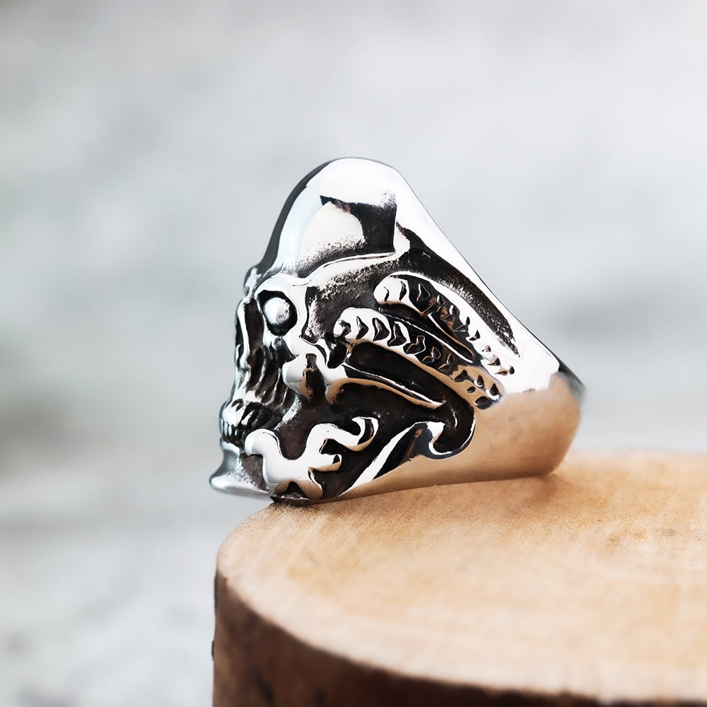 Planderful Skull Ring For Men Stainless Steel Oversized Bold