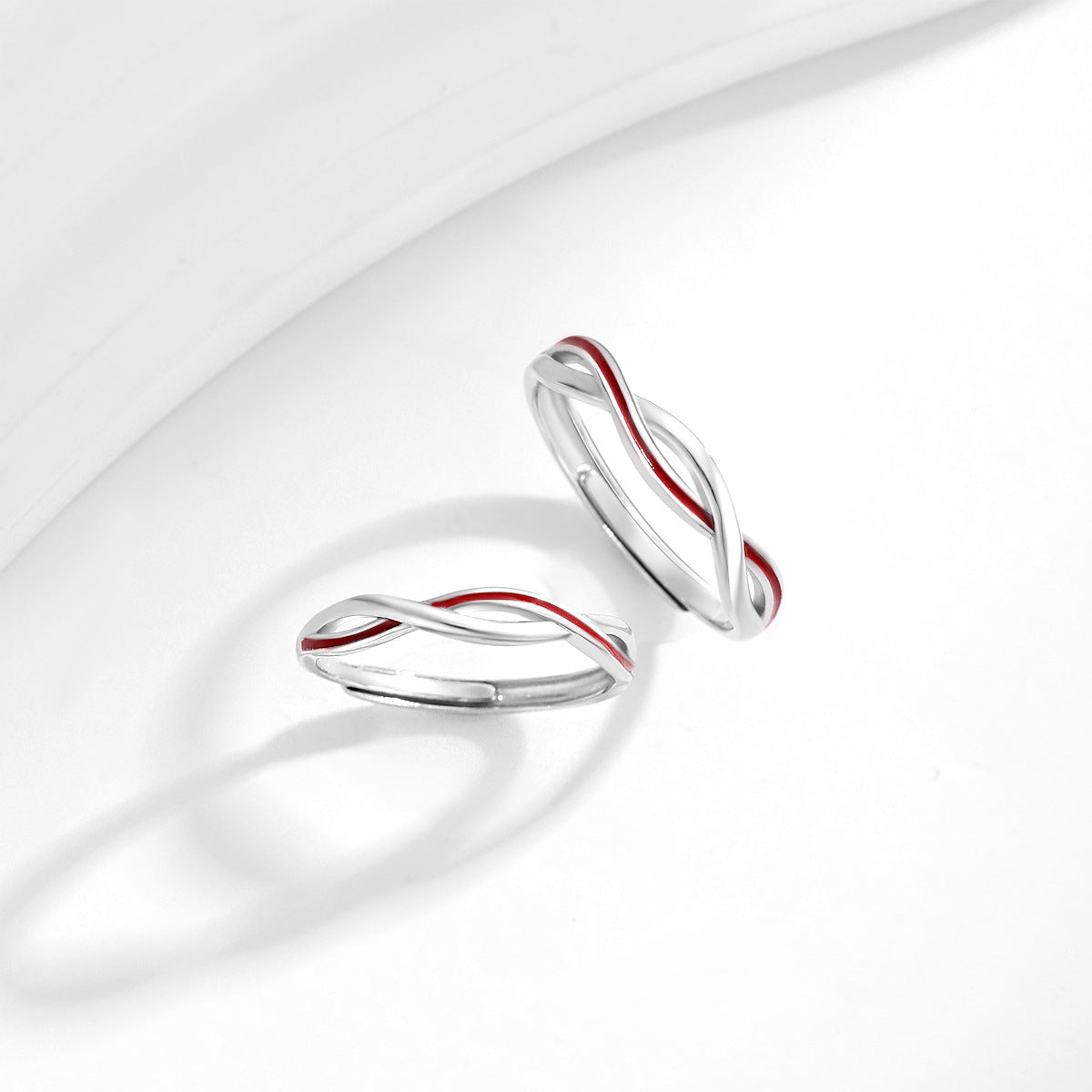 Planderful Everyday Genie Luminous 925 Sterling Silver Love Mobius Couple Pair Ring Niche Opening Simple Ring Valentine's Day Gift
