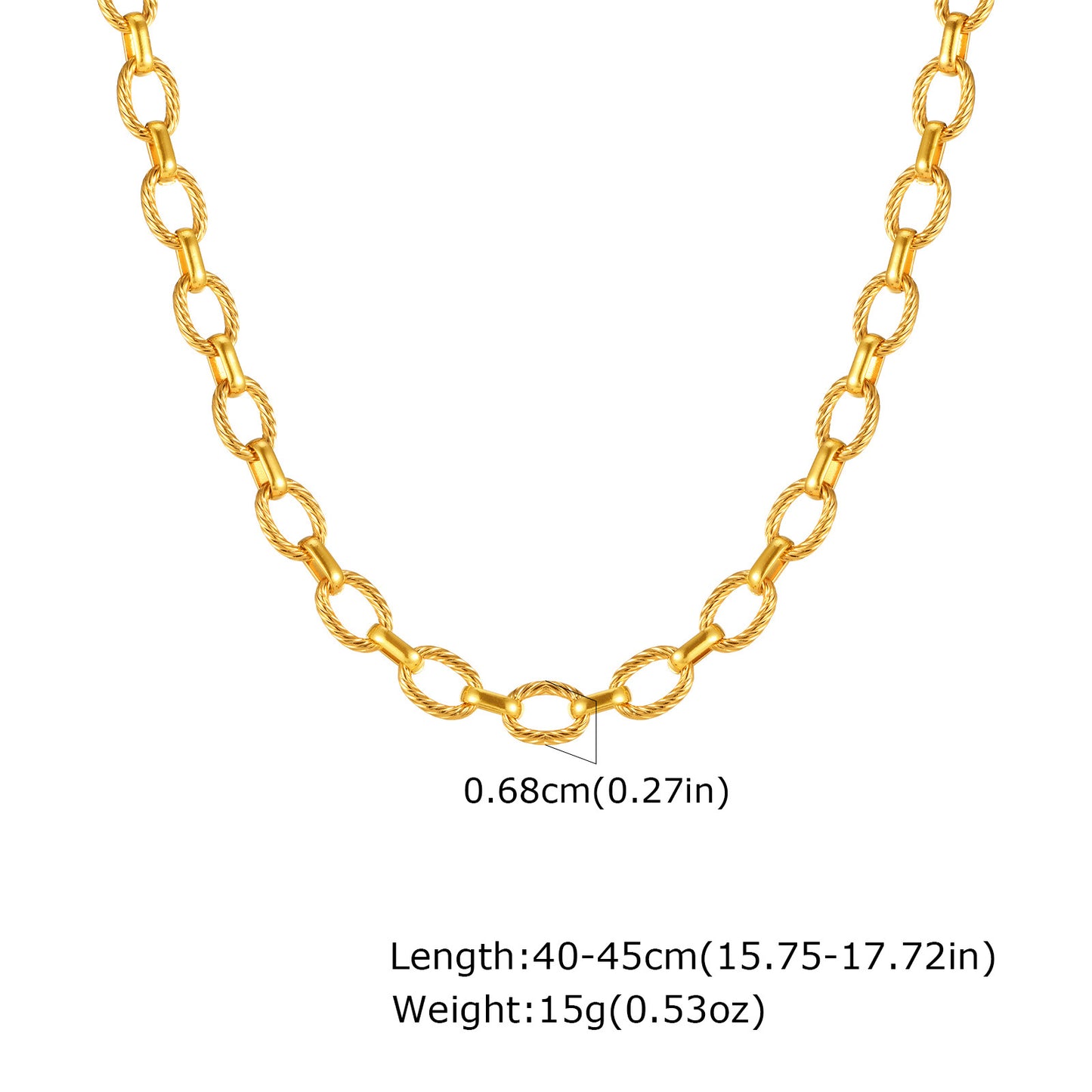 Necklace Bracelet Stainless Steel Embossed Handmade Chain Gold Women's Fashion Accessories Set