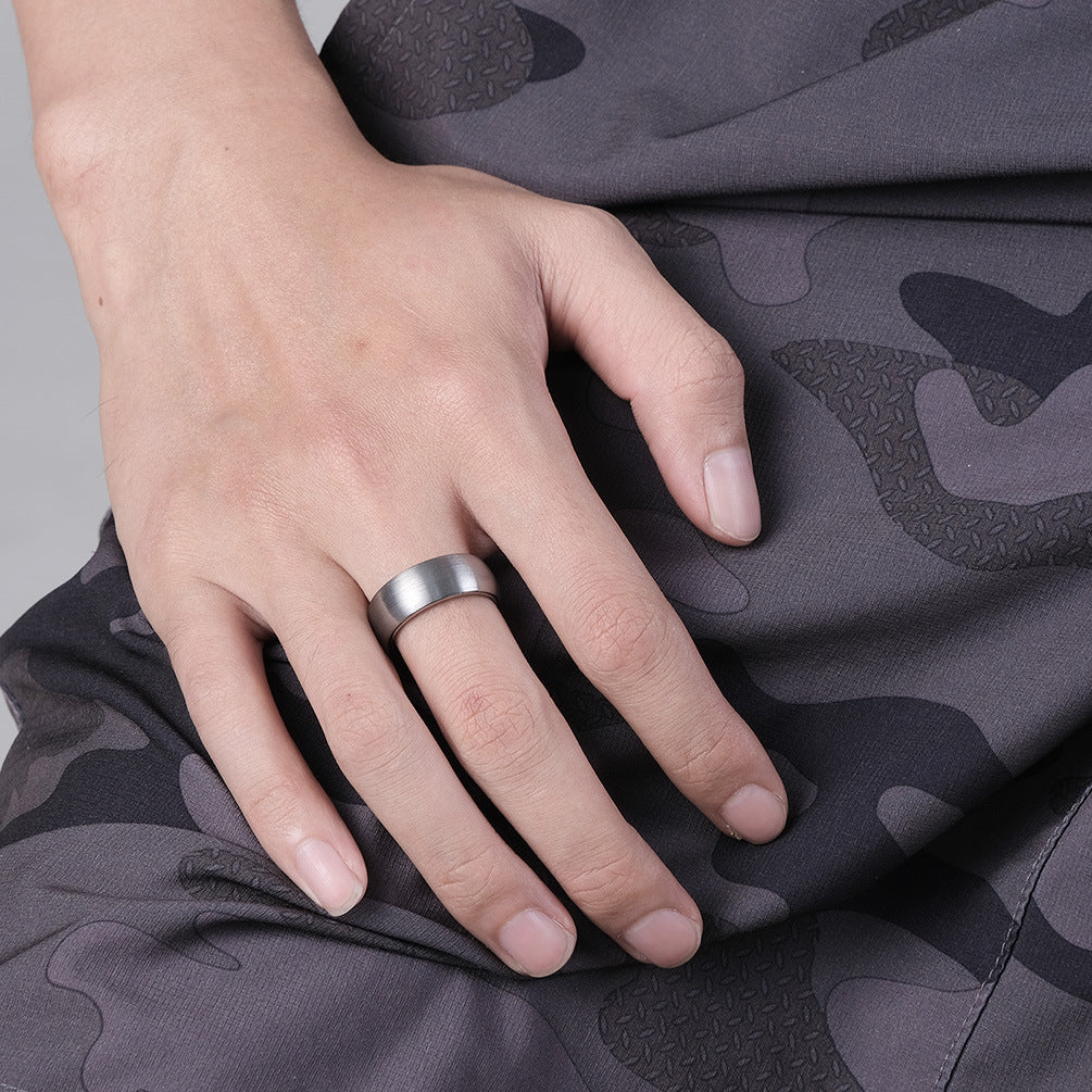 4/6/8 Mm Sand Surface Curved Tungsten Steel Ring for Men