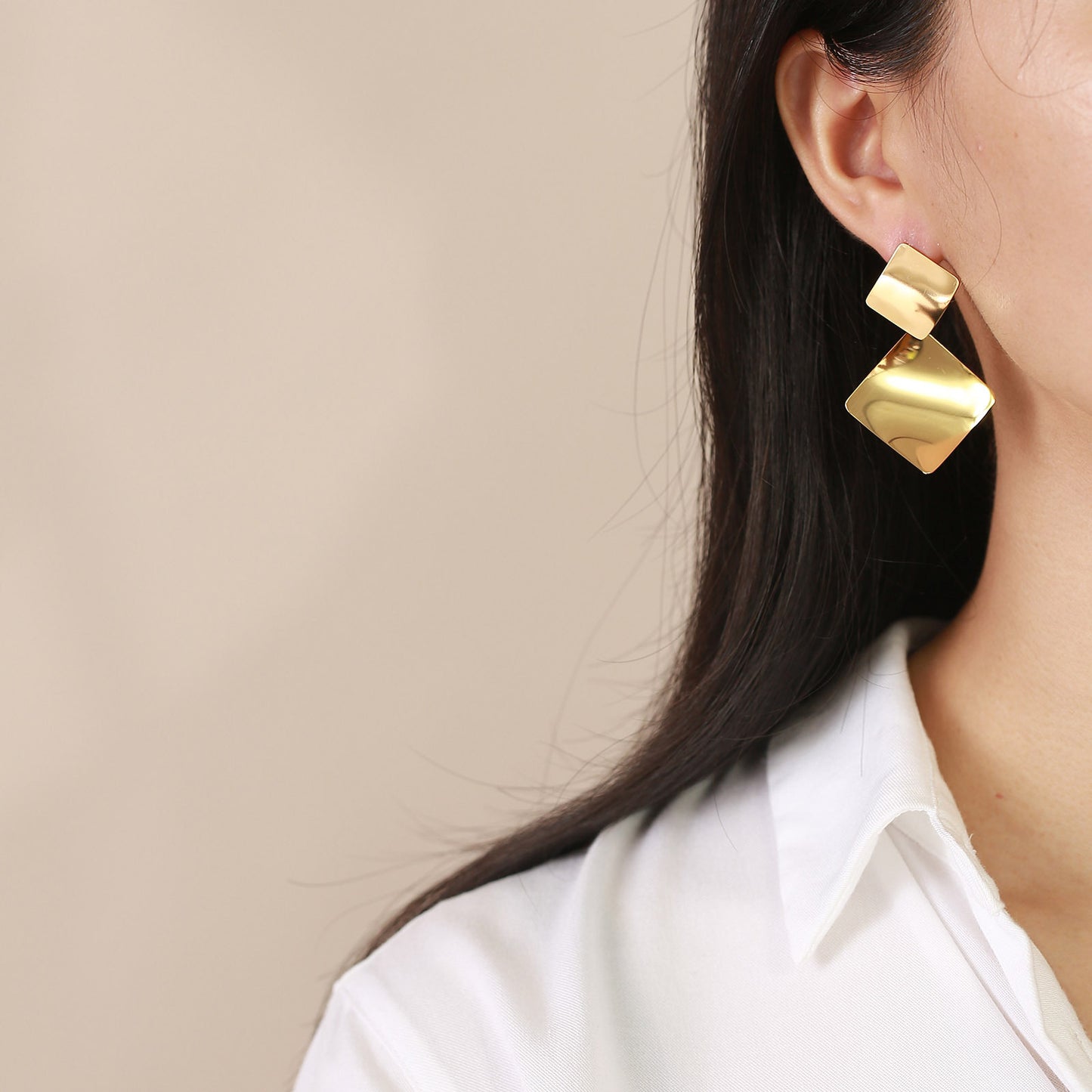 Geometric Earrings Simple Square Earrings Gold Rhombus Women