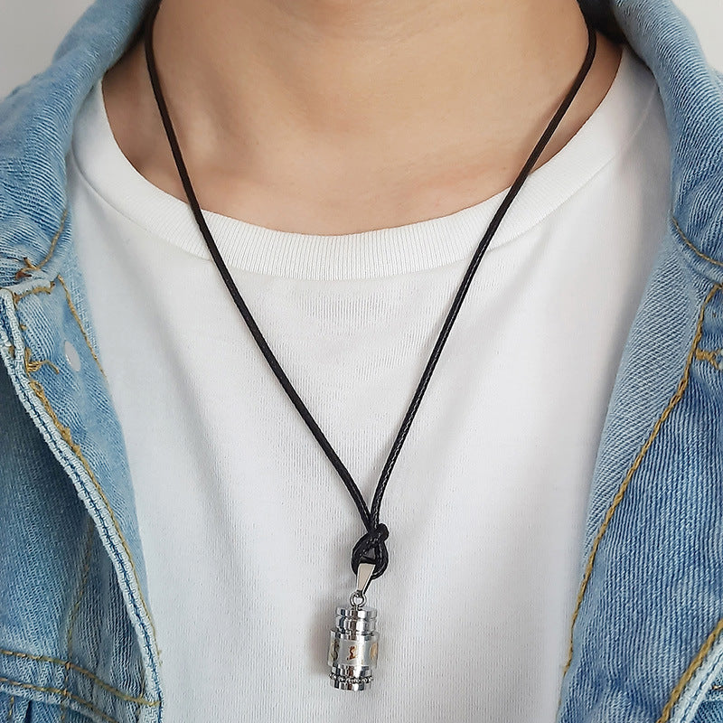 Titanium Steel Necklace Six-Character Mantra Pendant for Men