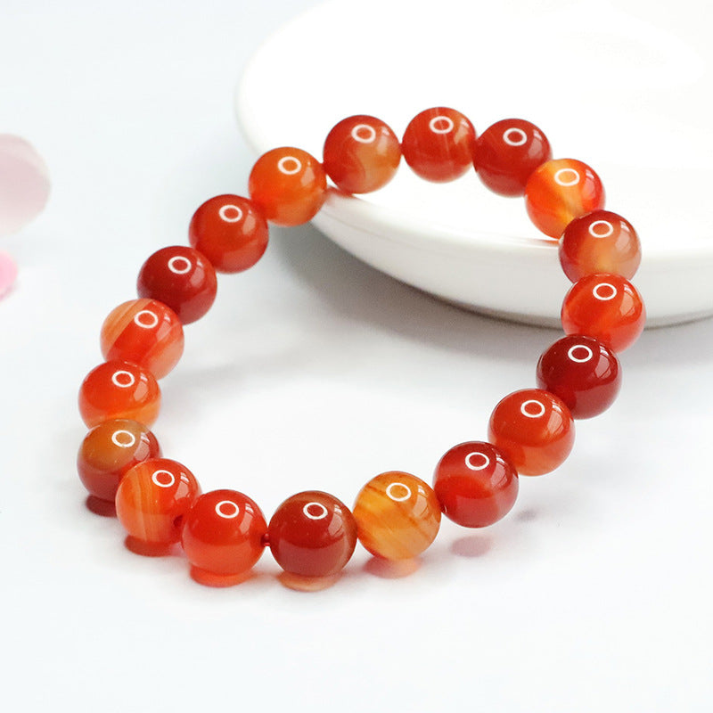 Silk-Wrapped Natural Red Agate Bracelet for Fortune's Favor