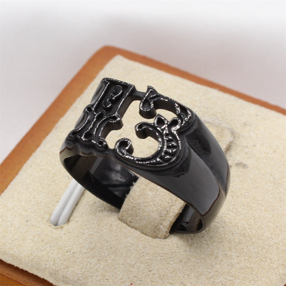 Planderful Everyday Genie European and American Personalized Retro 13 Titanium Steel Ring – Stylish and Durable Jewelry