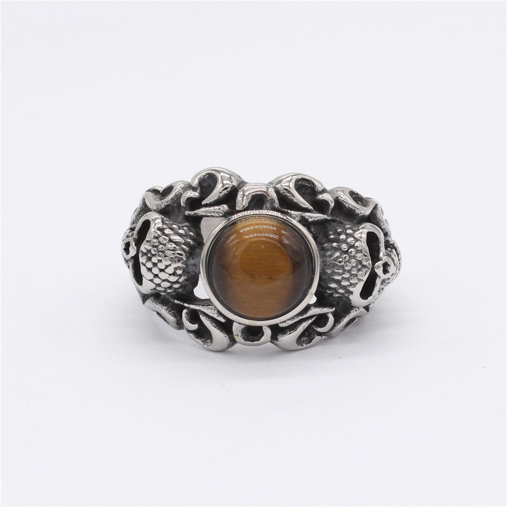 Gemstone Skull Titanium Steel Ring