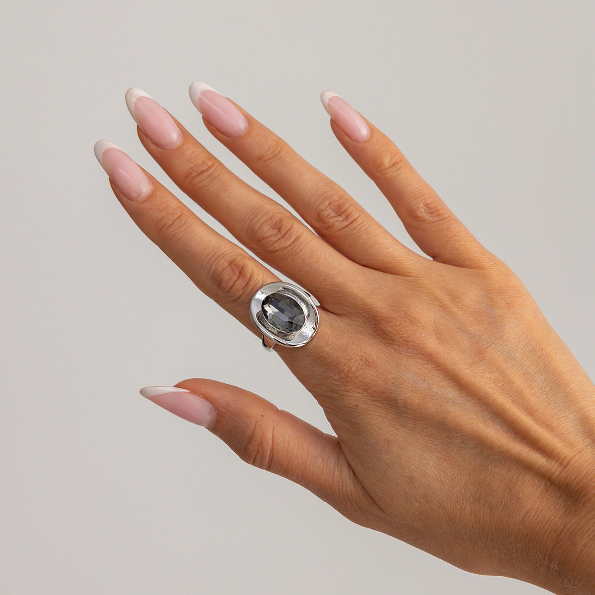 Planderful Zircon Ring Open Ring Pink Spice Girl Style For Bold Women Statement Hand Jewelry