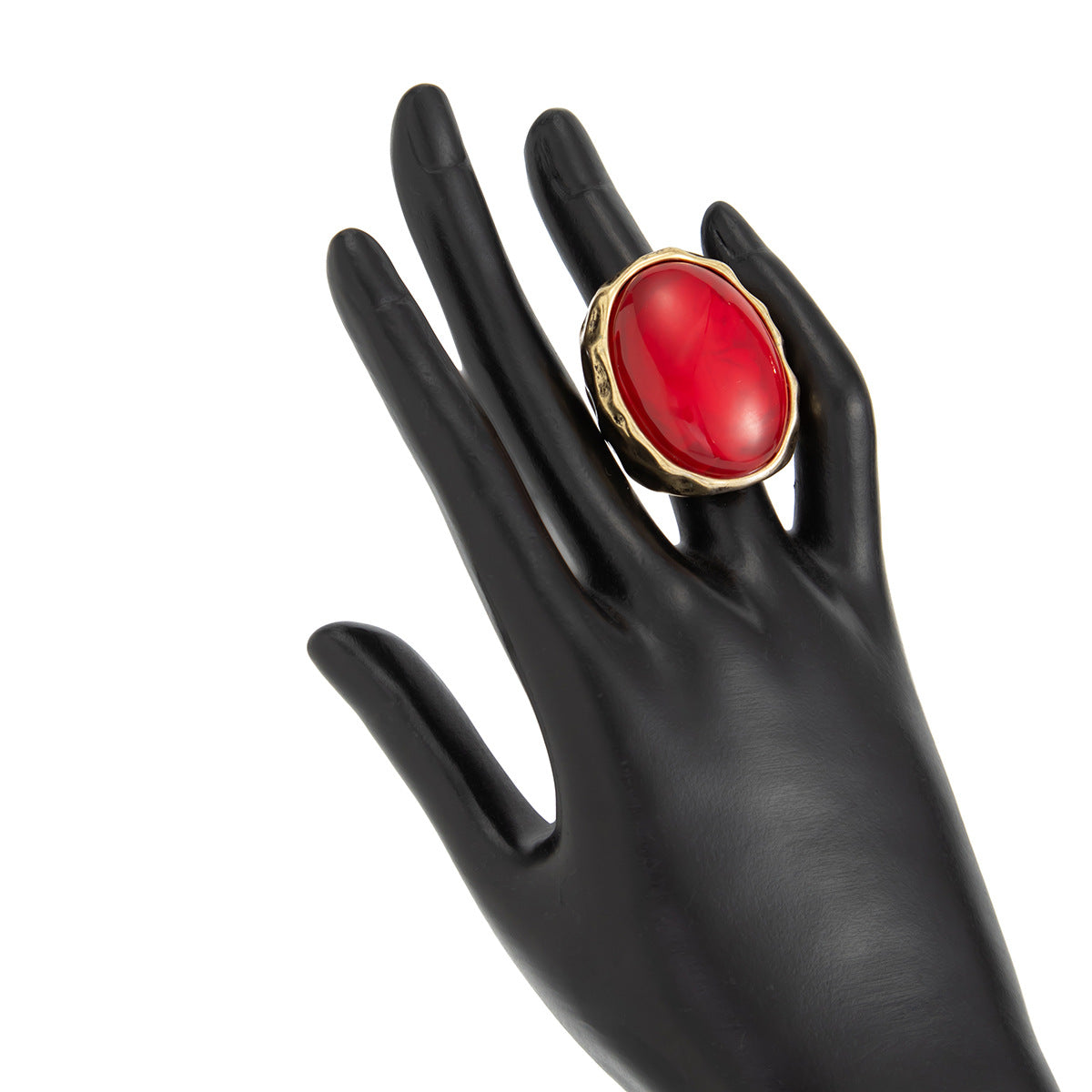 Planderful Vienna Verve Retro Redstone Oval Ring Wide Face Statement Jewelry For Women