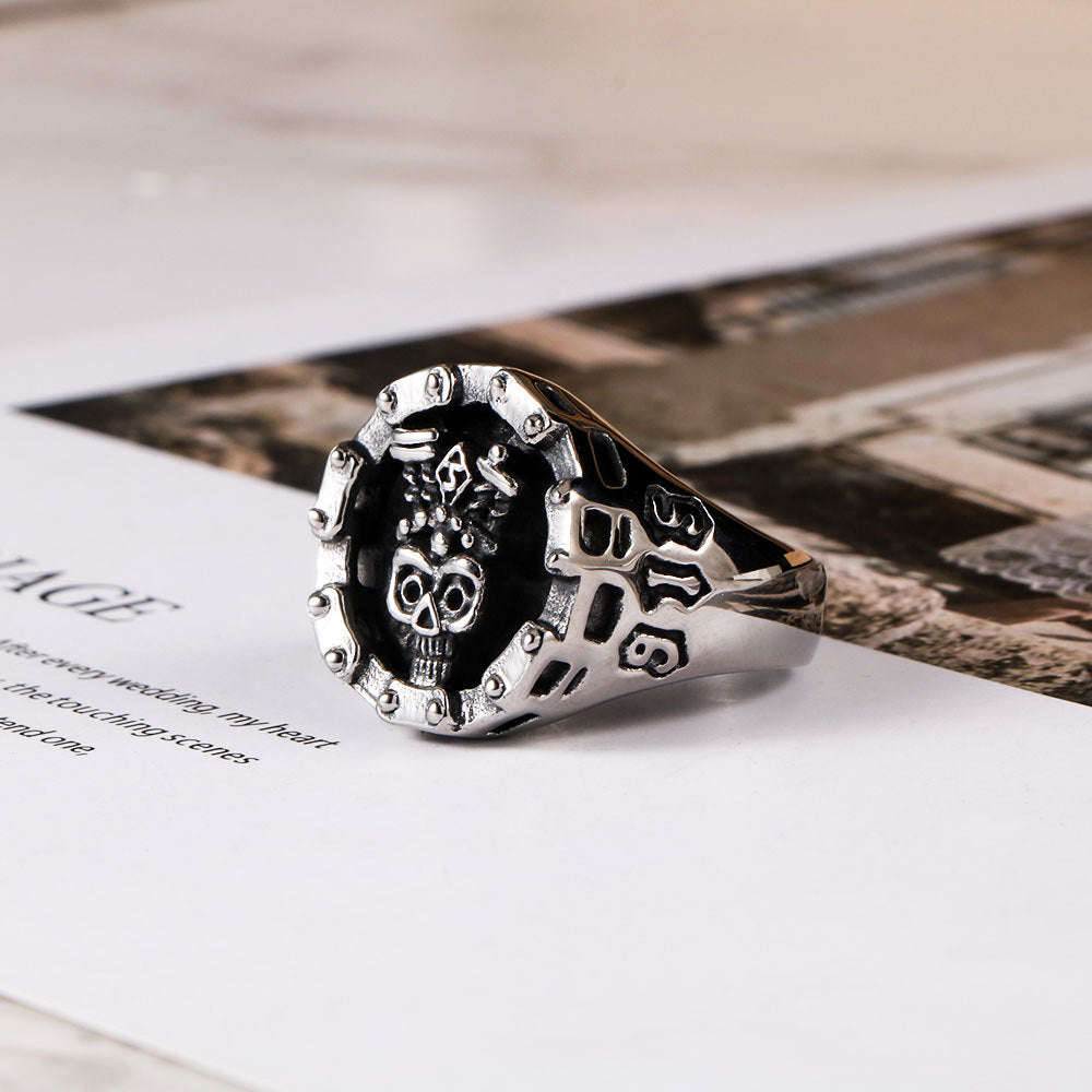 European American Titanium Steel Skeleton Car Chain Ring