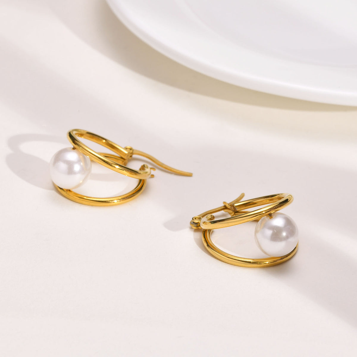 Stainless Steel Pearl Earrings