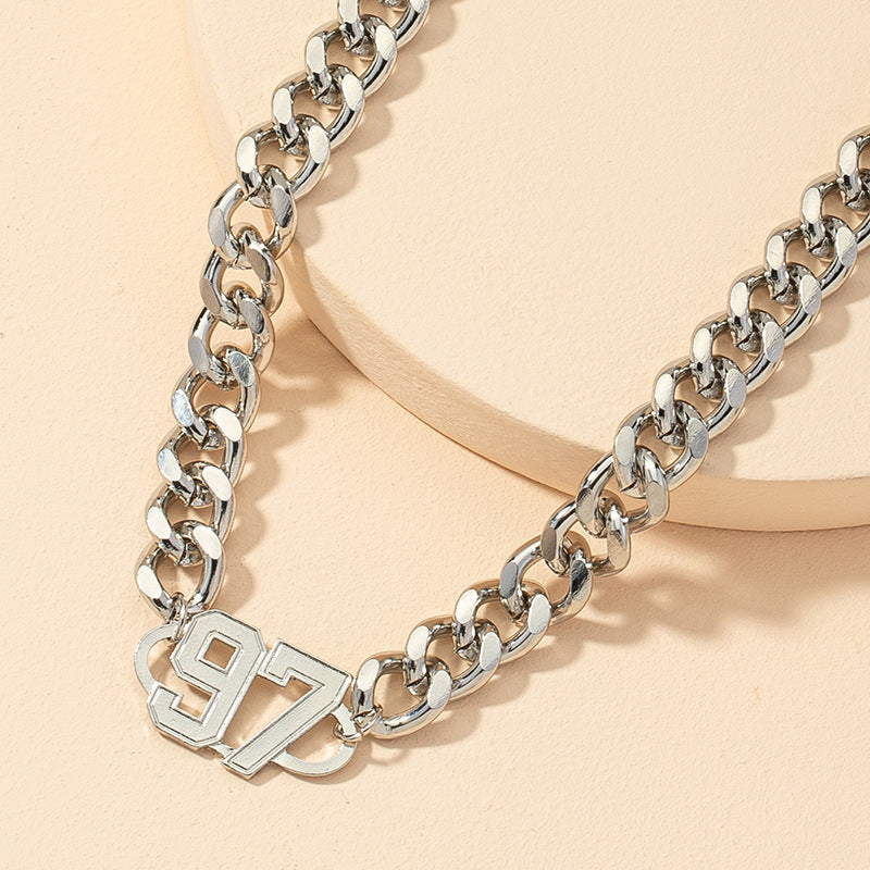 New Trendy Metal Necklace with Thick Chain - Europe & America Fashion Statement Piece
