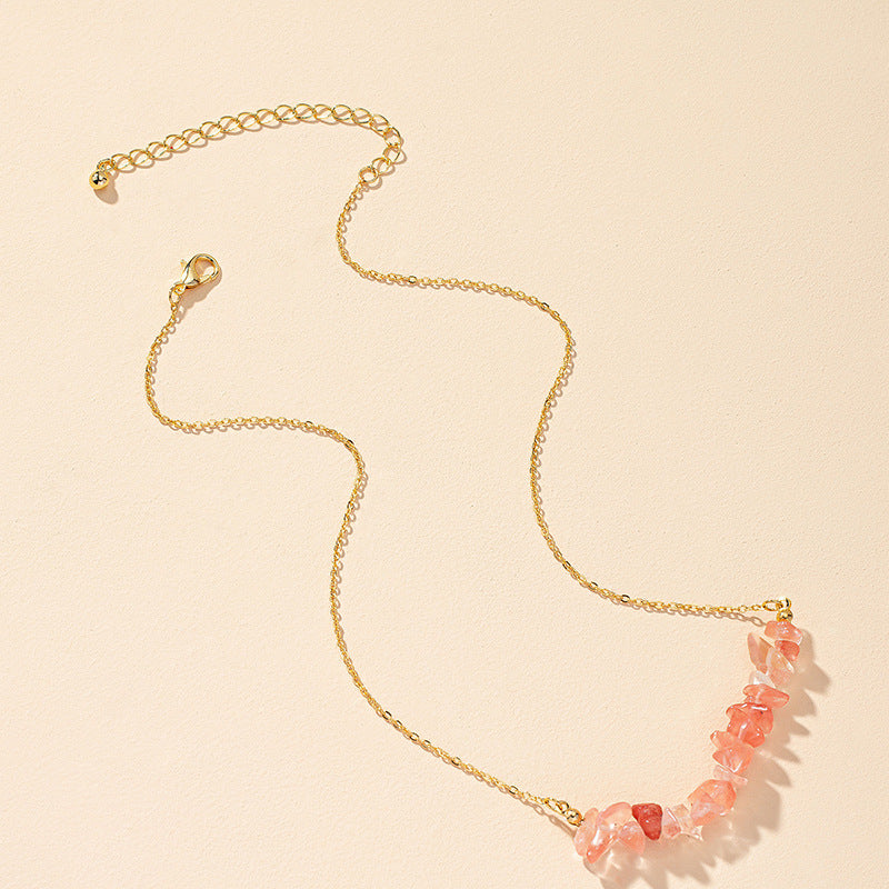 Unique Handmade Pink Stone Collarbone Necklace for Women - Vienna Verve Collection