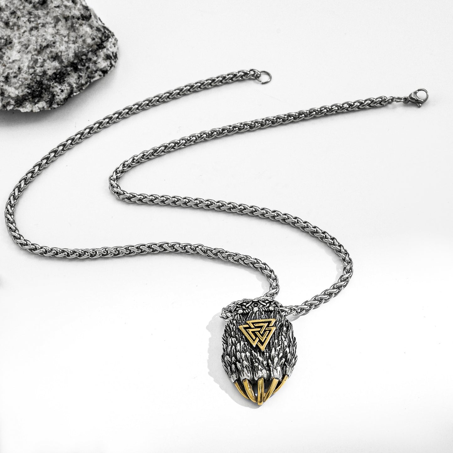 Bear Paw Pendant Necklace For Men Stainless Steel Nordic Viking Triangle Logo Planderful Everyday Genie