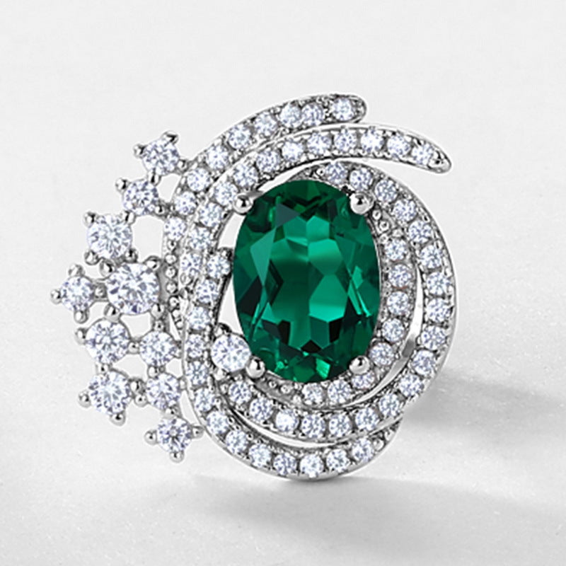 S925 Sterling Silver Lab-Grown Emerald Signature Stud Earrings