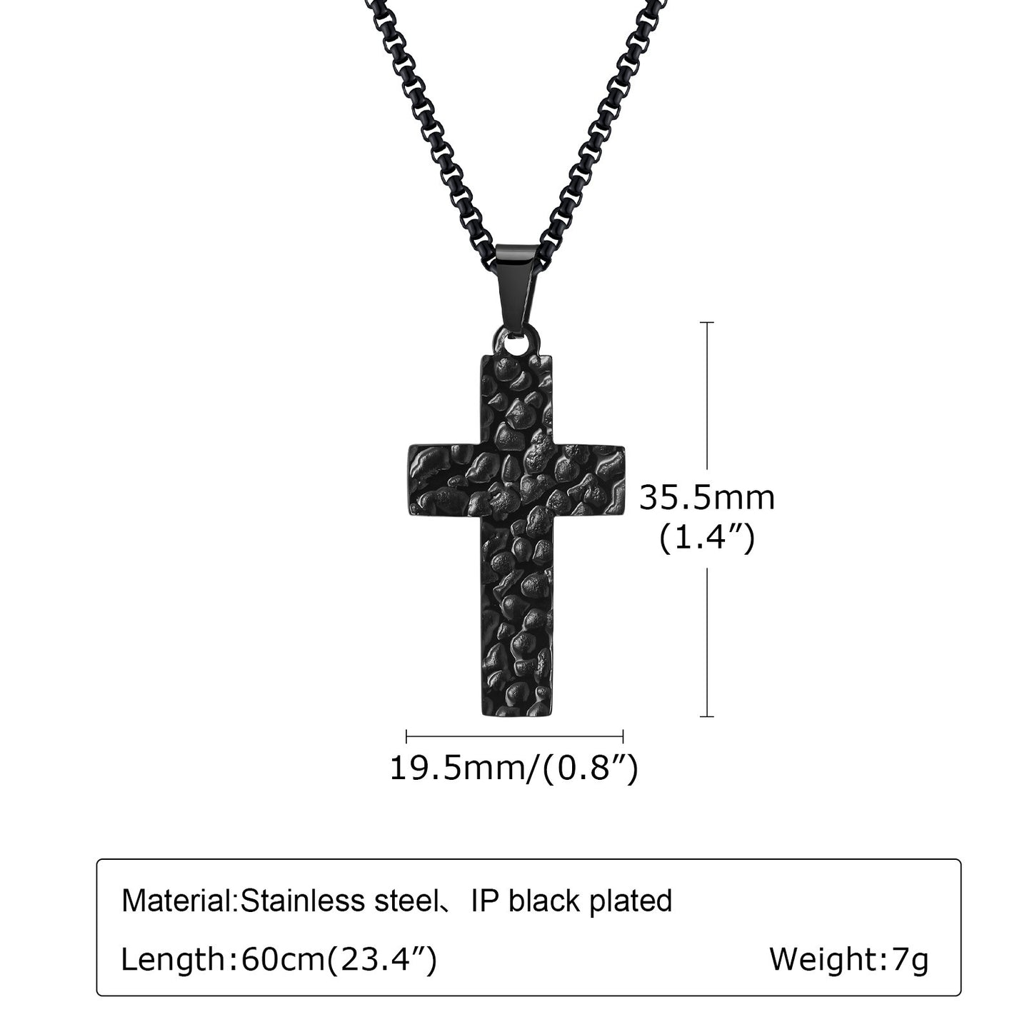 Stainless Steel Hammer Cross Pendant Gold Black Necklace Men