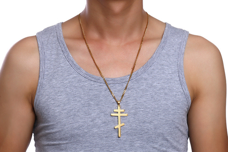 Retro Stainless Steel Cross Pendant Titanium Steel Necklace