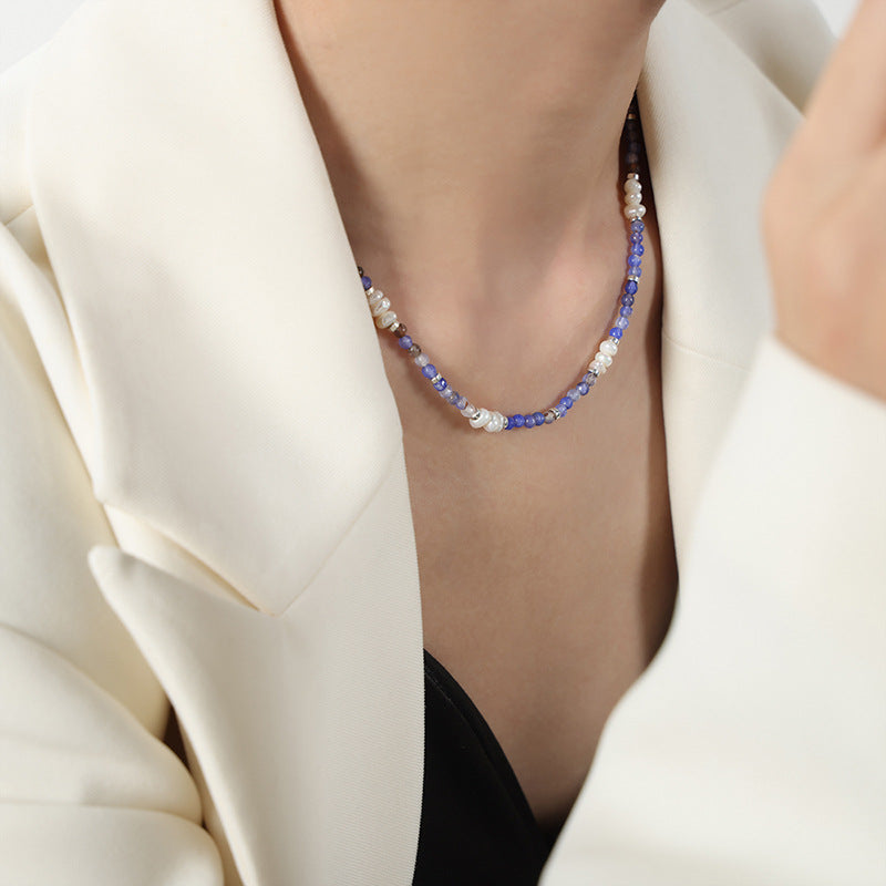 Luxurious Handcrafted Agate Stone Necklace with Freshwater Pearls