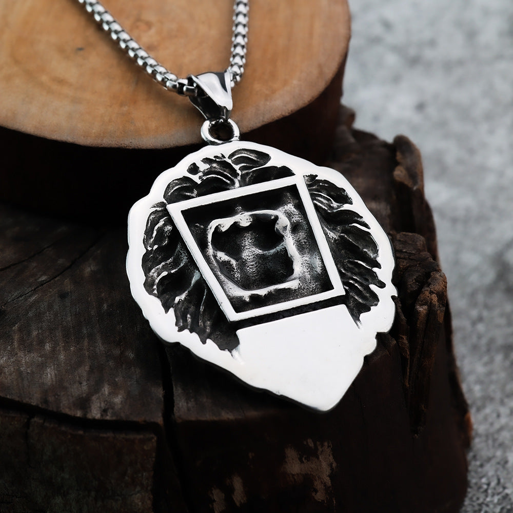 Classic European and American Style Lion Head Pendant Necklace