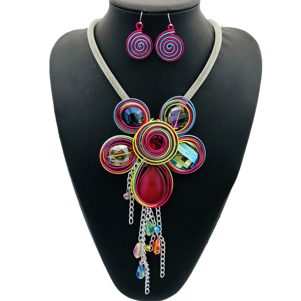 Planderful Savanna Rhythms Necklace Set – Handmade Glass and Alloy Design