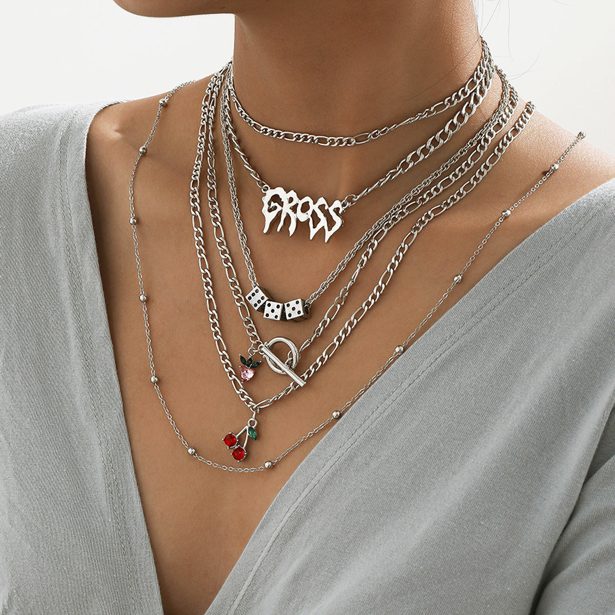 Planderful Vienna Verve Letter Dice Necklace For Women With Colorful Fruit Zircon Set Elegant Statement
