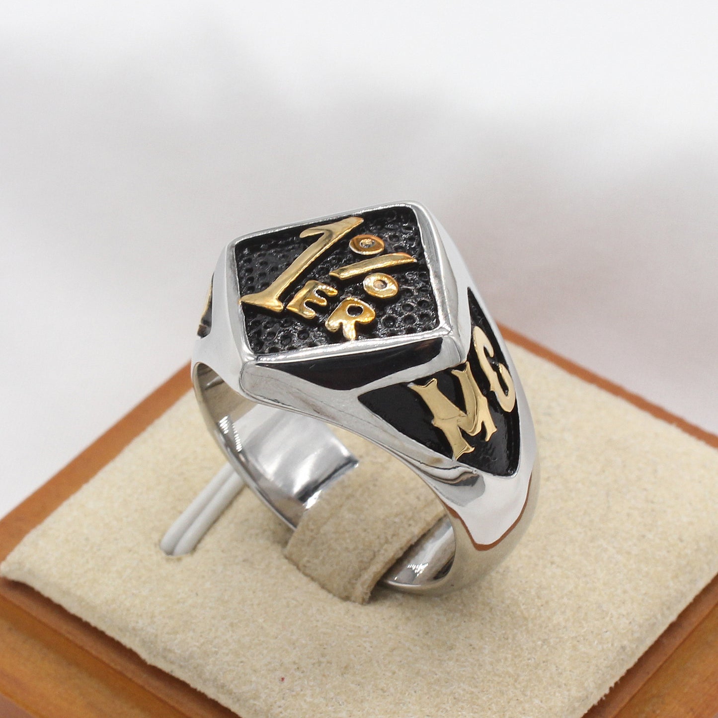 Planderful Jewelry Mens Titanium Steel Ring Vintage European American Personalized Retro Style