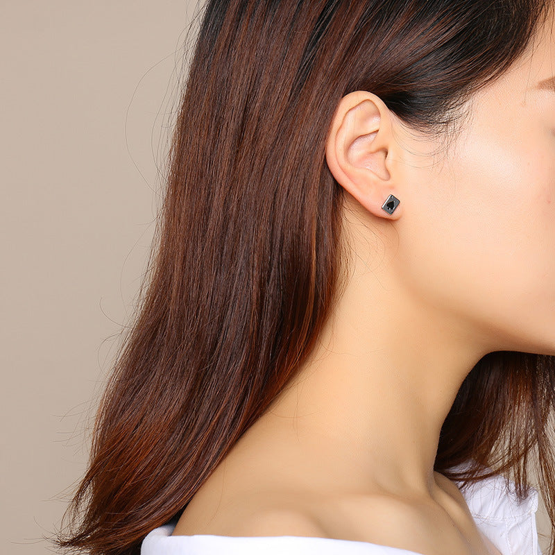 Simple And Small Spade A Stud Earrings In Titanium Steel