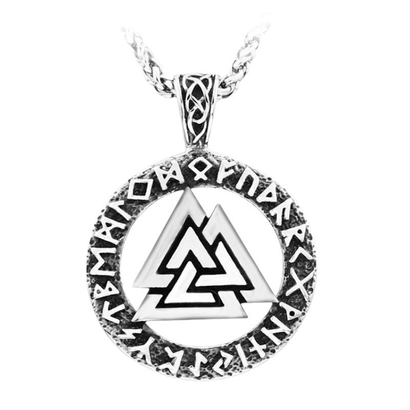 Nordic Viking Triangle Pendant - Retro Titanium Steel Jewelry for Men