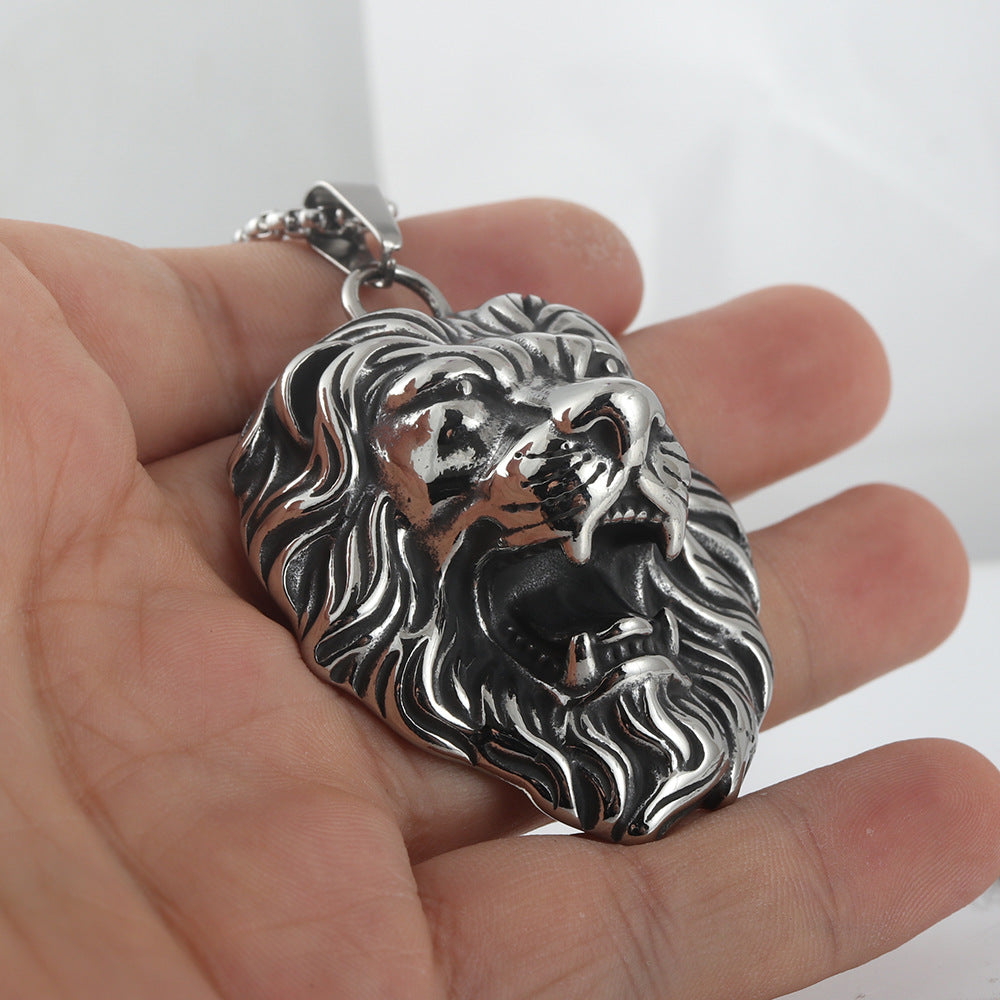European And American Stainless Steel Lion Pendant Necklace