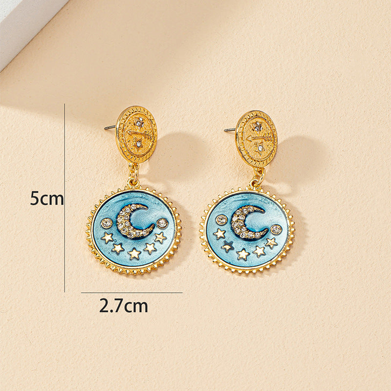 Moonlit Serenity Metal Drop Earrings - Vienna Verve Collection