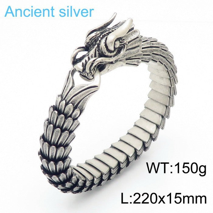 Zodiac Dragon Bracelet – Dragon Scale Pattern Men's Bracelet Stainless Steel Keel