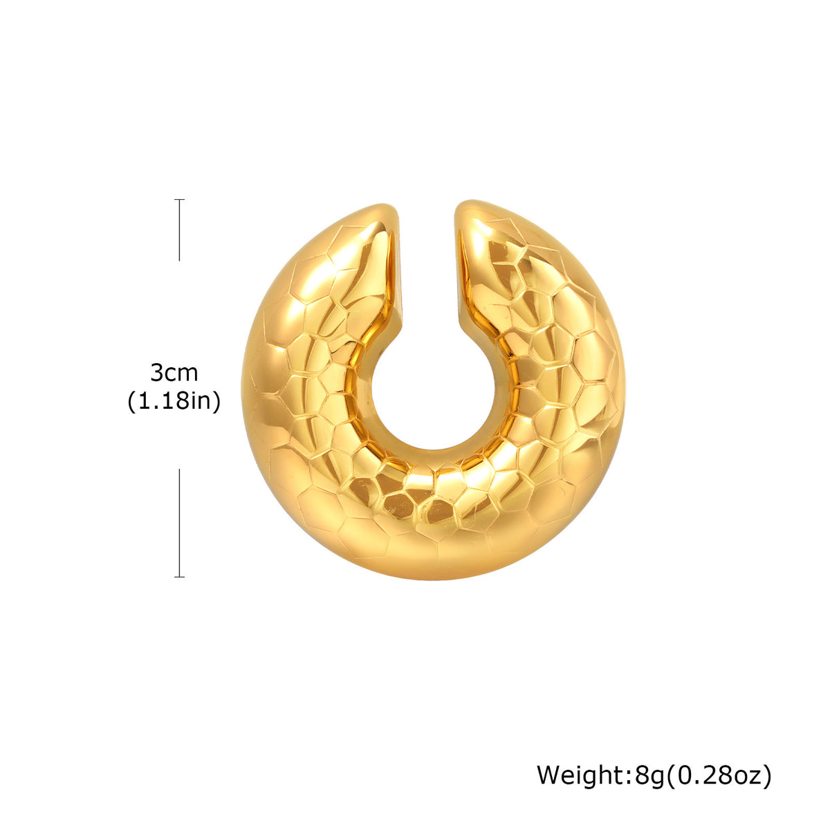 Gold-Tone Hammered Chunky Open Hoop Earring — Single