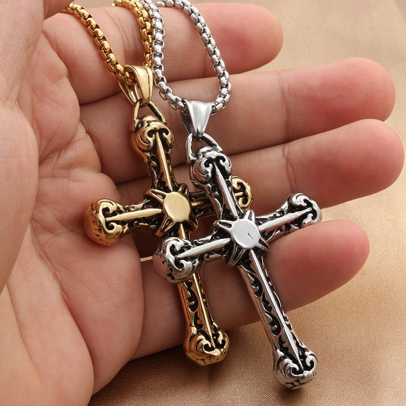 1. Planderful Everyday Genie Cross Necklace For Men Stainless Steel Titanium Hip Hop Style Gift