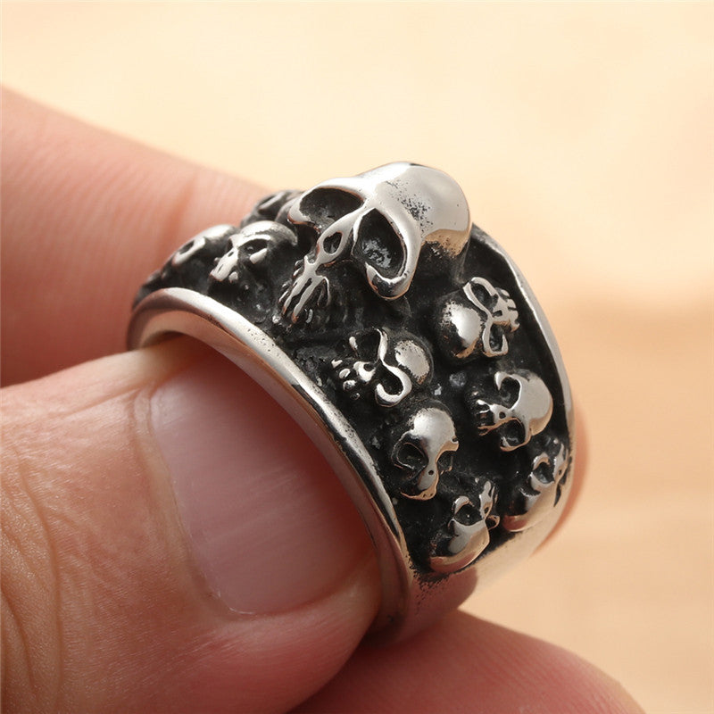 Titanium Steel Skull Ring for Men - Personalized Retro Trendy Accessory