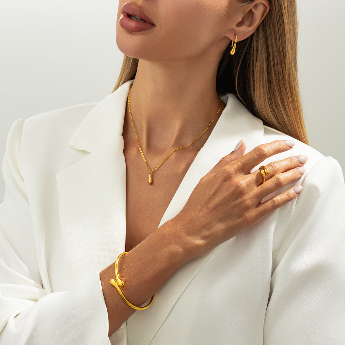 Teardrop Necklace, Bracelet, Earrings & Ring Set