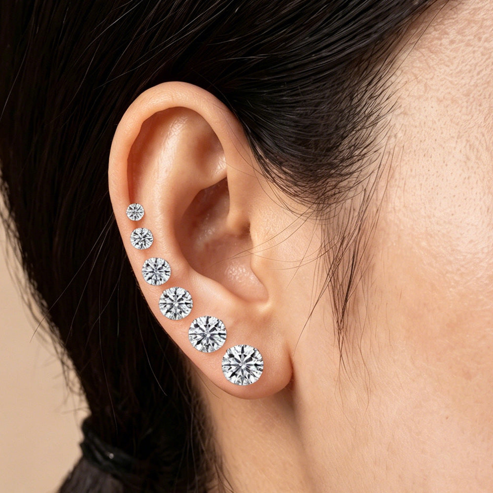 S925 Sterling Silver Classic Four-Claw Moissanite Stud Earrings Daily Commuting Earrings