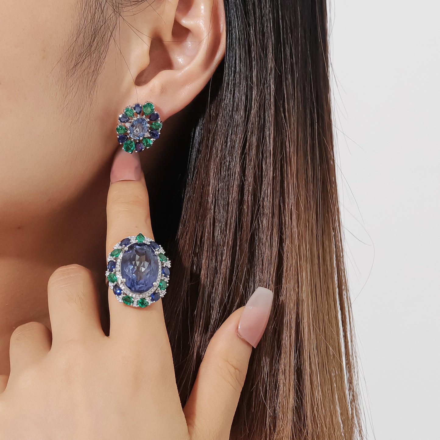 Luxury Large Carat Gemstone Ring 12 Carats S925 Silver