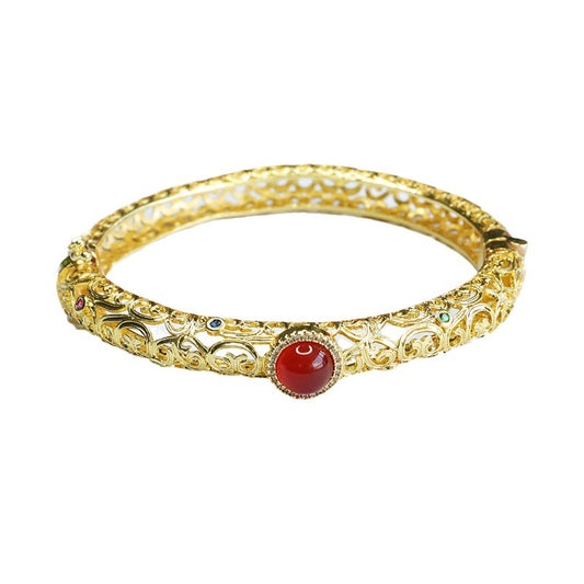 Fortune's Favor Sterling Silver Natural Red Agate Bracelet