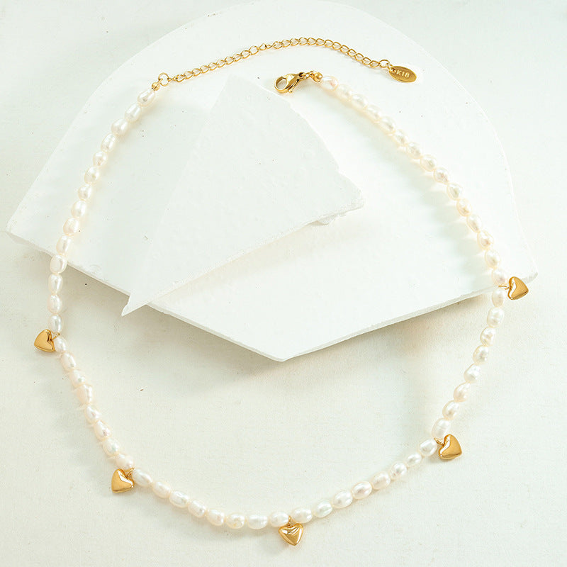 Enchanting Heart Pendant Necklace with Freshwater Pearl - Stylish Fashion Accessory