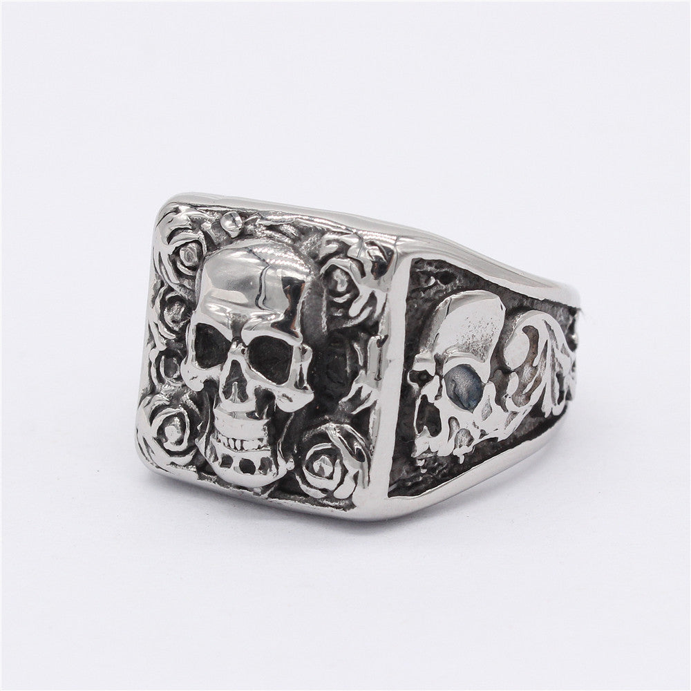 Retro Punk Skull Titanium Steel Ring