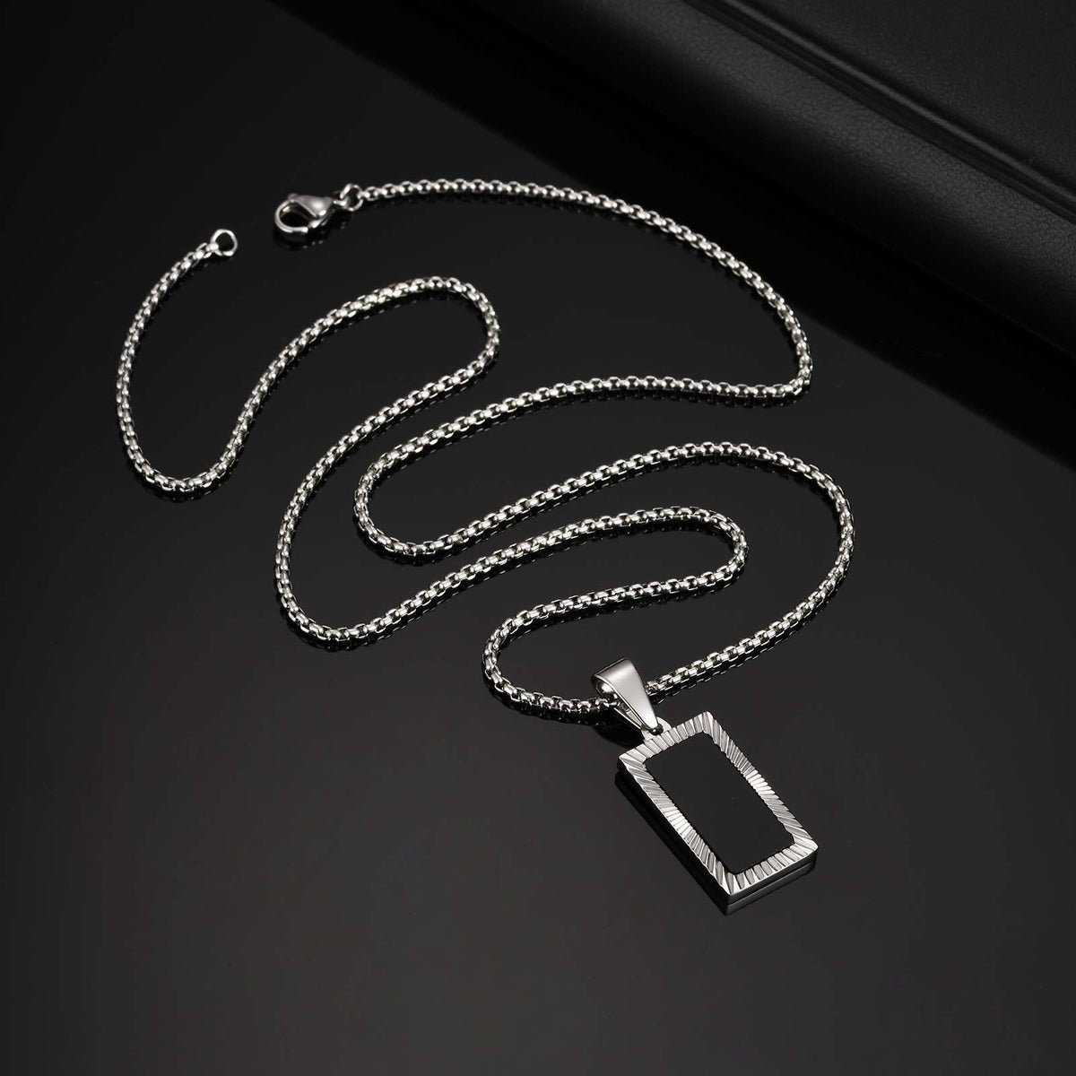 Black Inlay Sunburst Pendant — Chain Optional